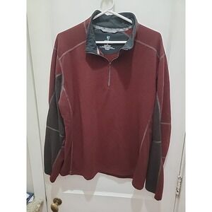 Mens KUHL Revel 1/4 Zip Sweatshirt Rust Brown Fleece Lined XL Kashmira
